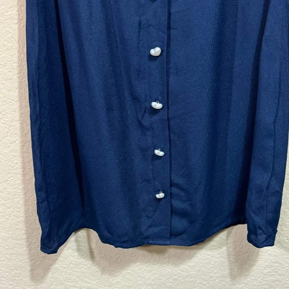 Reformation Women's Navy Lucian Mini Dress Size 2 Heart Button Preppy Party 90's - Picture 7 of 13
